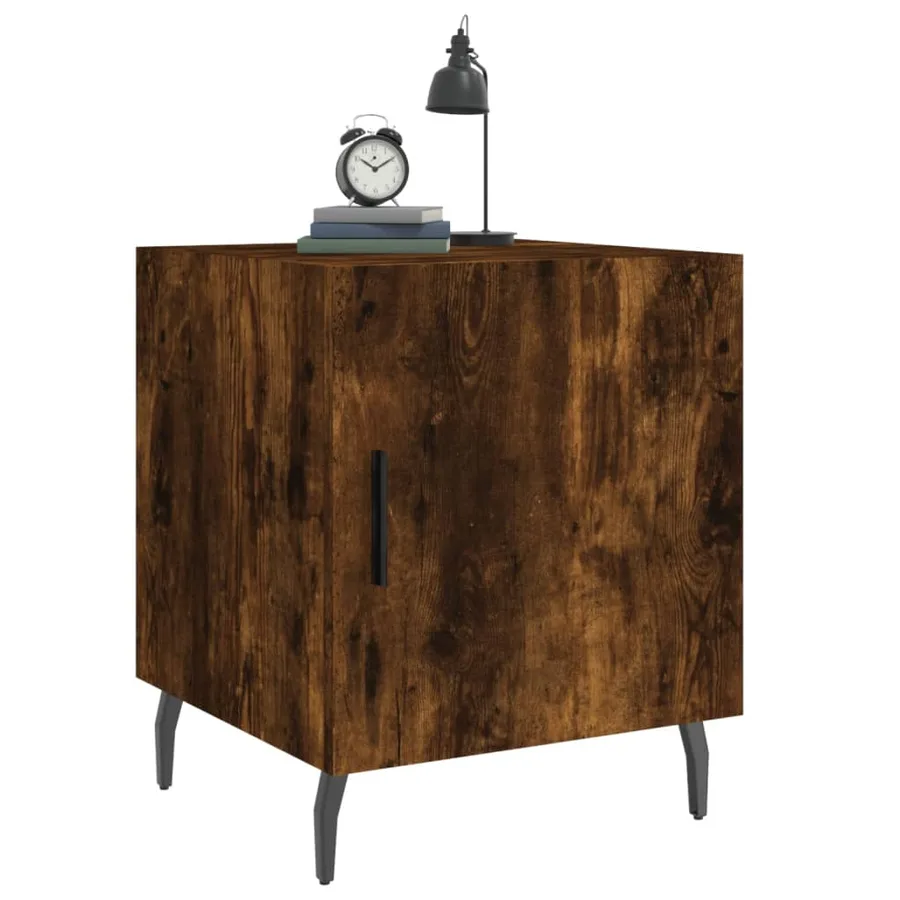 Table de chevet chêne fumé 40x40x50 cm bois d'ingénierie - 4