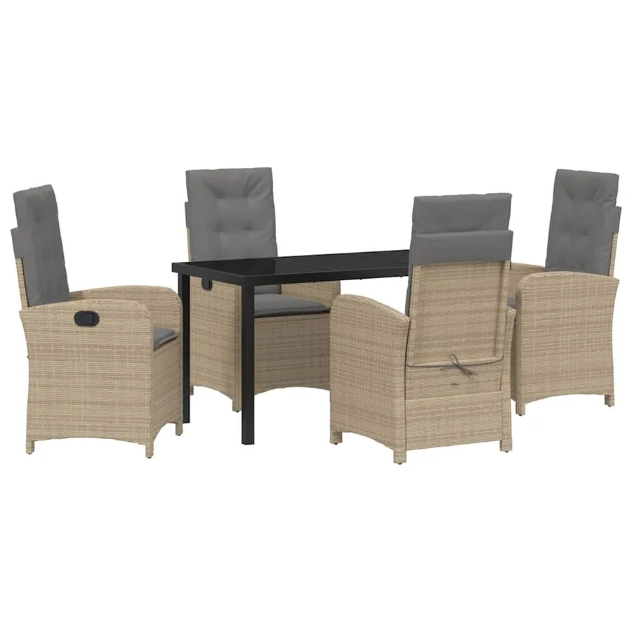 Ensemble de salle à manger pour jardin 5 pcs Beige polyrotin - 2