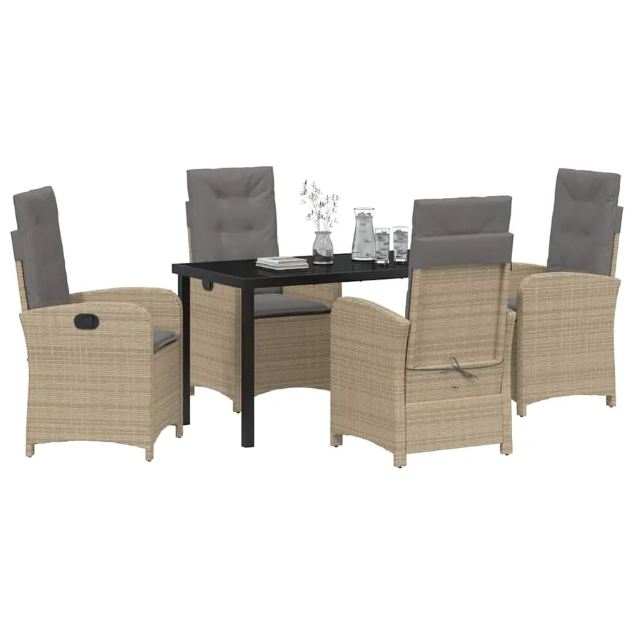 Ensemble de salle à manger pour jardin 5 pcs Beige polyrotin - 3