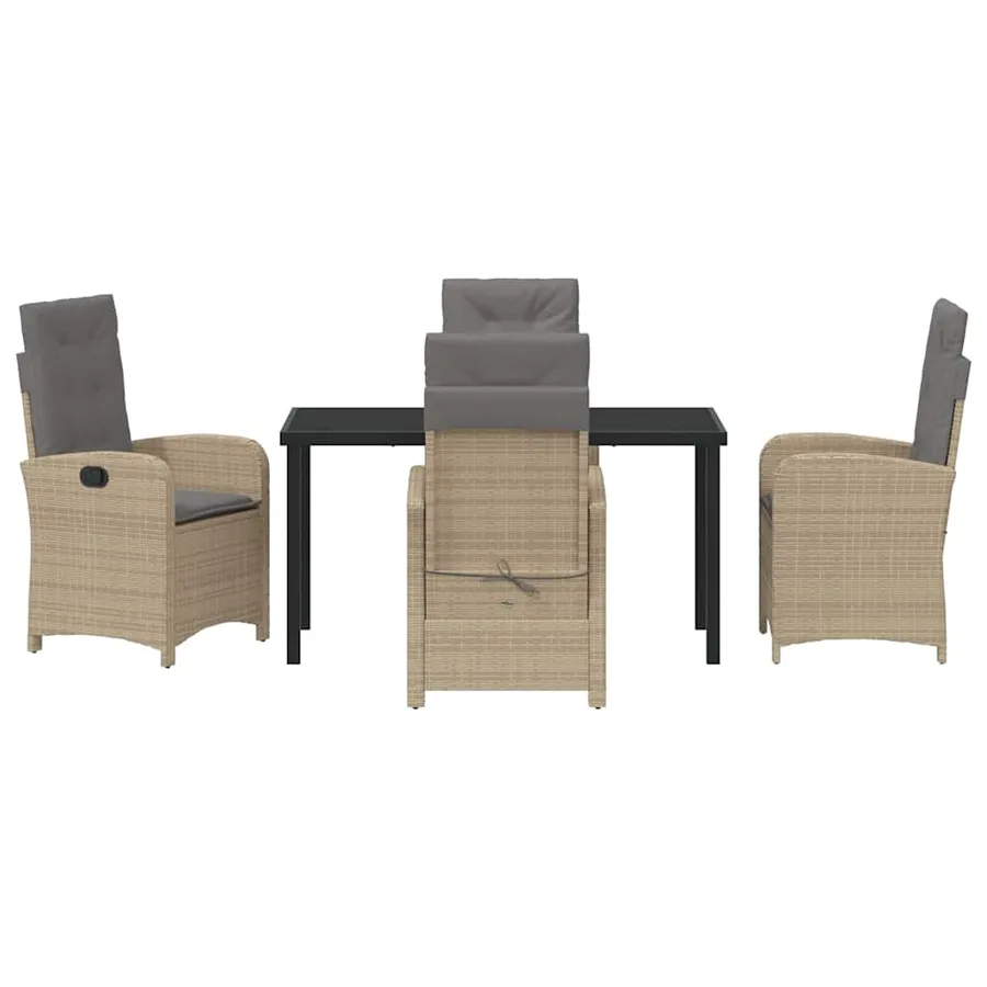 Ensemble de salle à manger pour jardin 5 pcs Beige polyrotin - 7