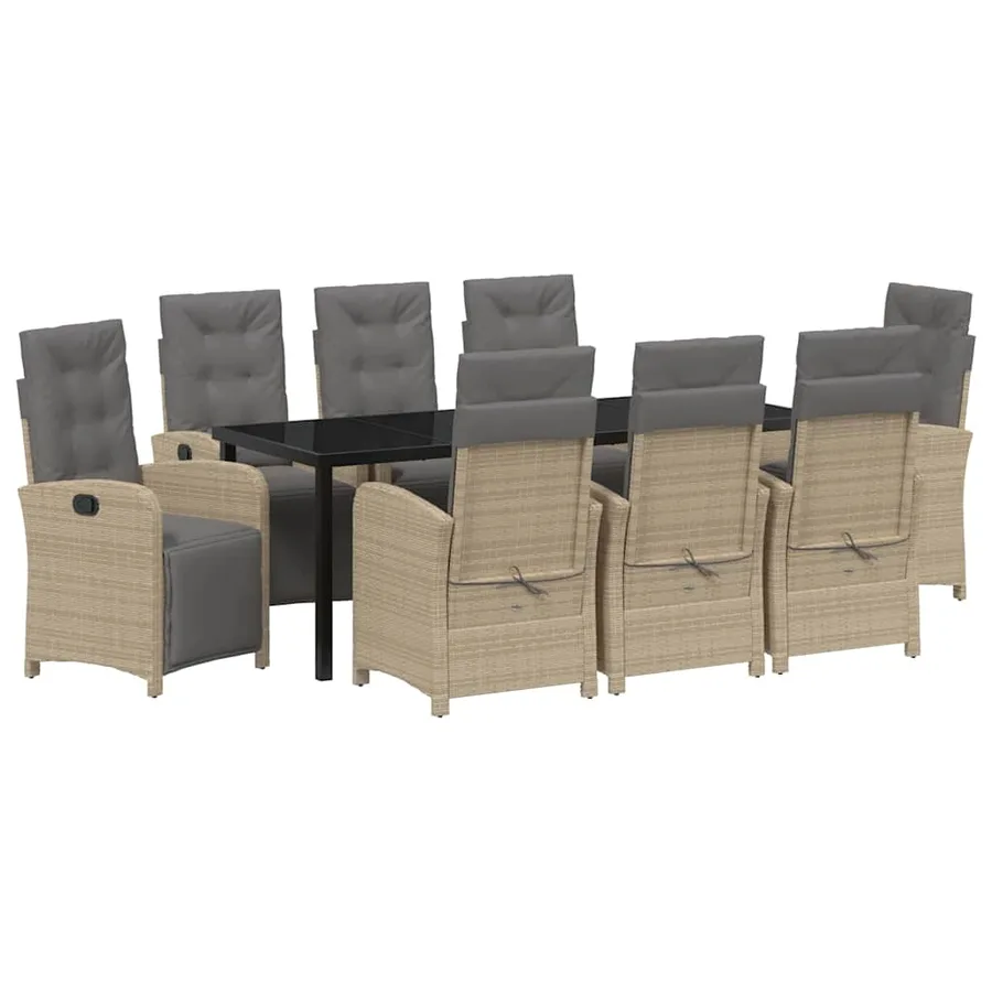 Ensemble de salle à manger pour jardin 9 pcs Beige polyrotin - 2