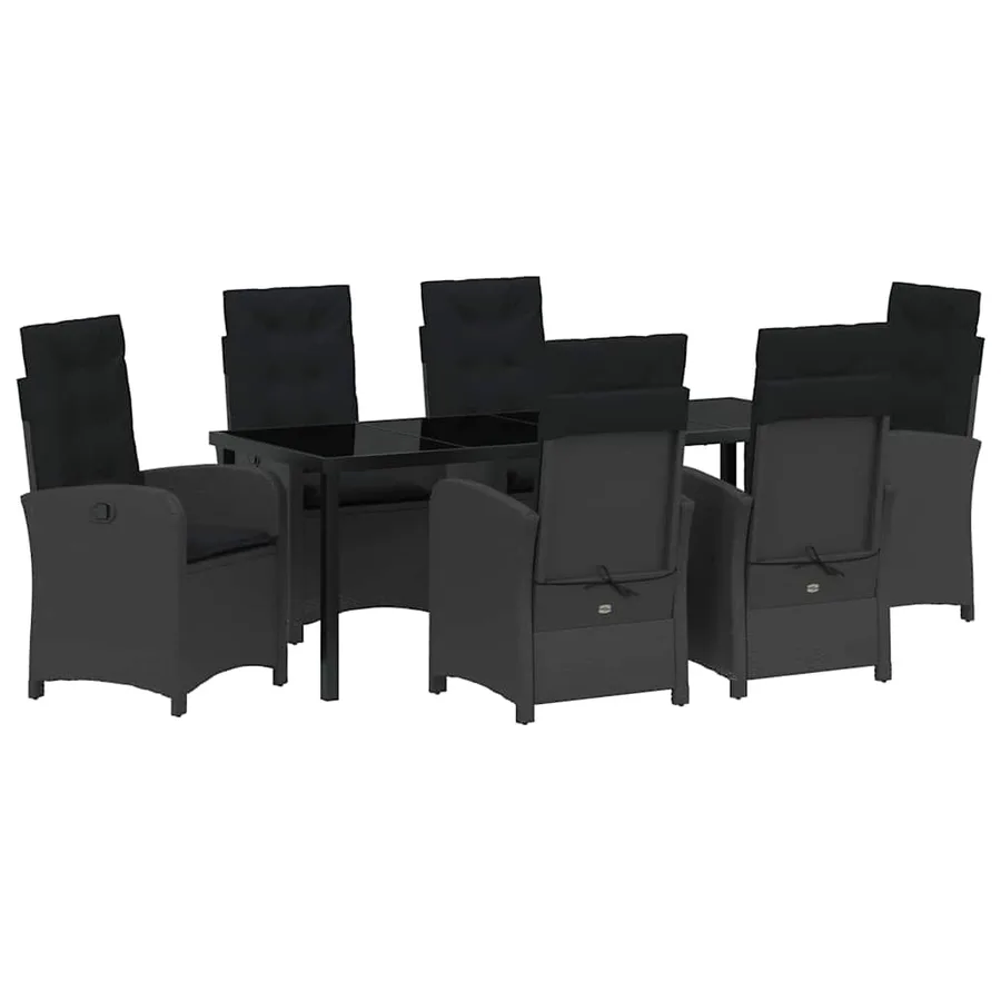 Ensemble de salle à manger pour jardin 7 pcs Noir polyrotin - 2