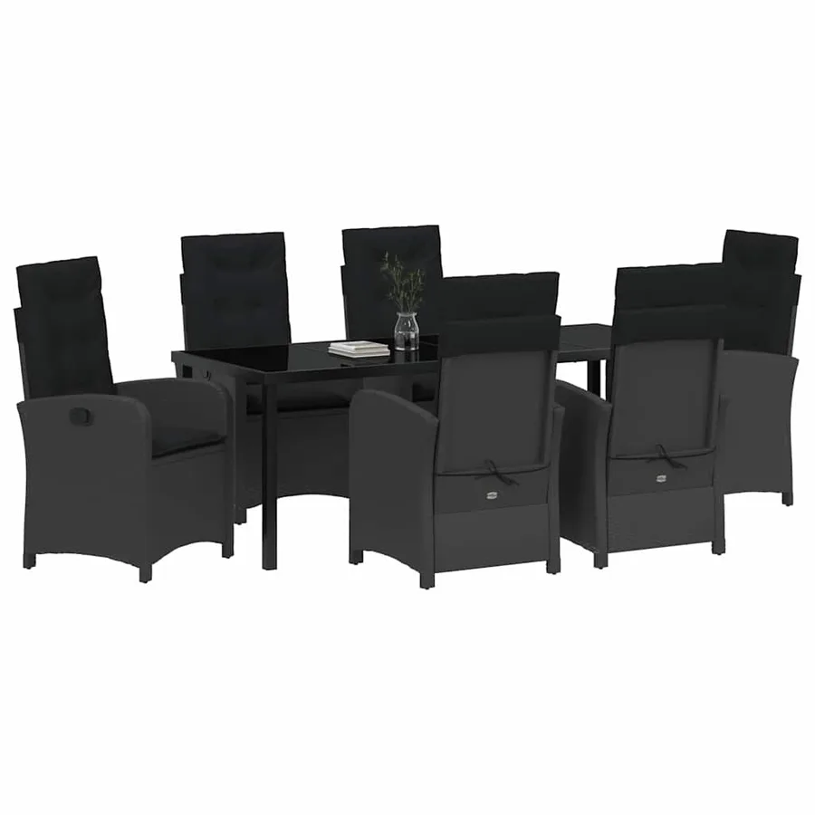 Ensemble de salle à manger pour jardin 7 pcs Noir polyrotin - 3