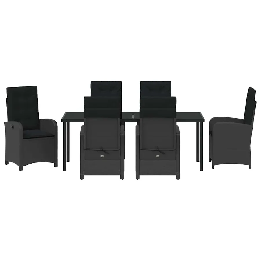 Ensemble de salle à manger pour jardin 7 pcs Noir polyrotin - 7