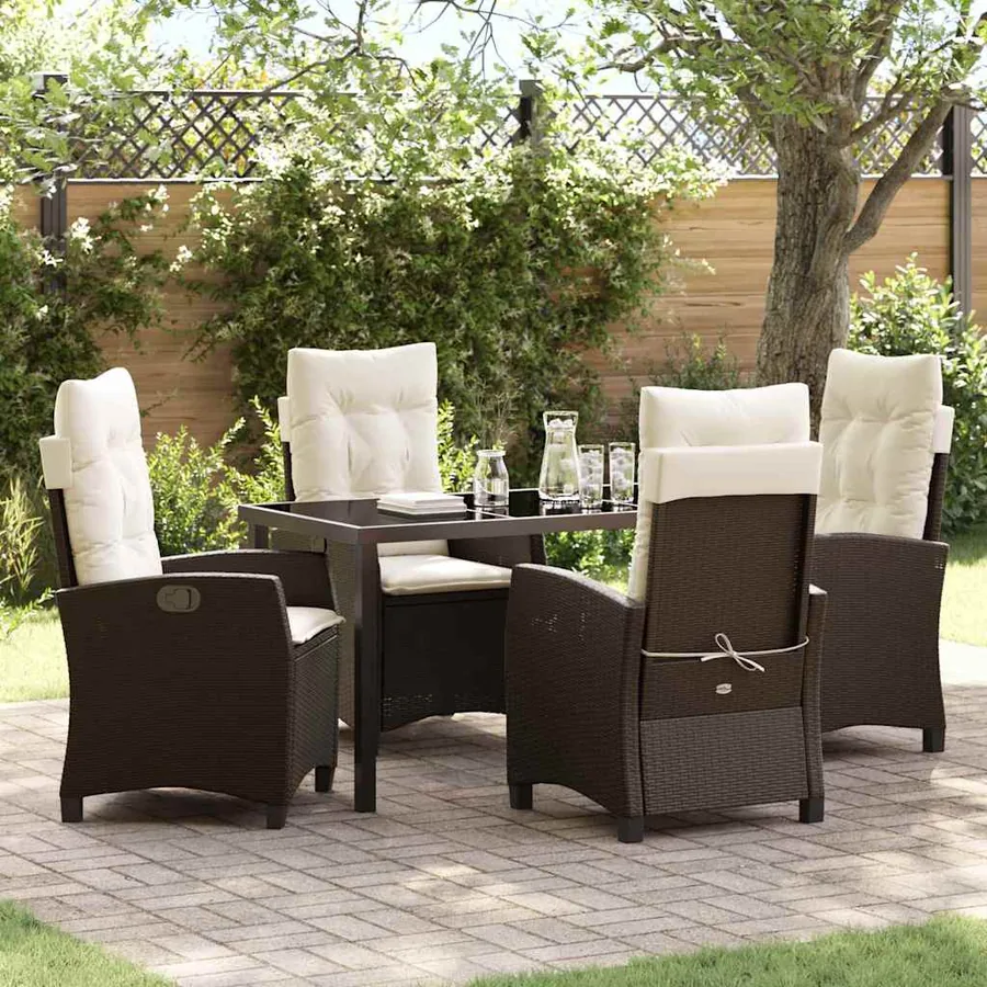 Ensemble de salle à manger pour jardin 5 pcs Marron polyrotin
