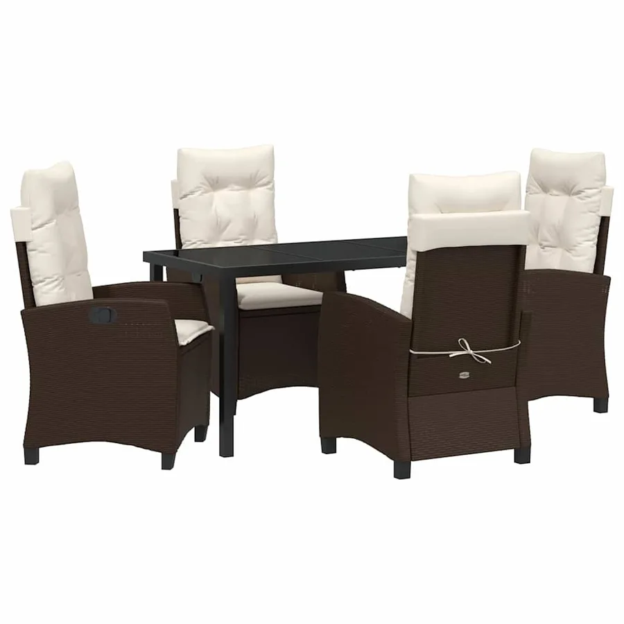 Ensemble de salle à manger pour jardin 5 pcs Marron polyrotin - 2