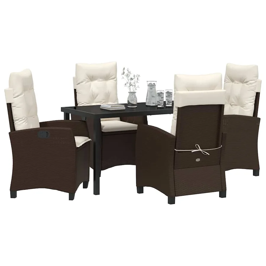 Ensemble de salle à manger pour jardin 5 pcs Marron polyrotin - 3