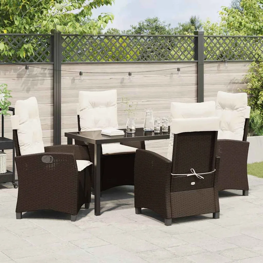 Ensemble de salle à manger pour jardin 5 pcs Marron polyrotin - 4