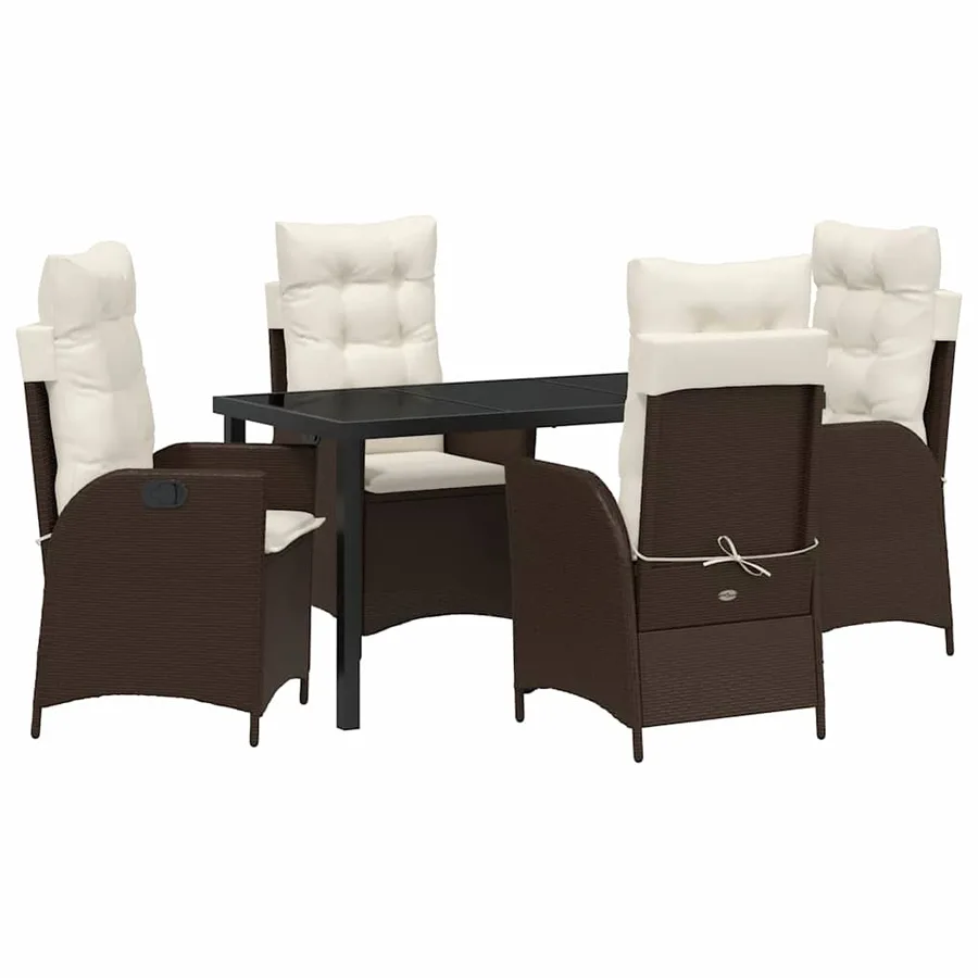 Ensemble de salle à manger pour jardin 5 pcs Marron polyrotin - 2