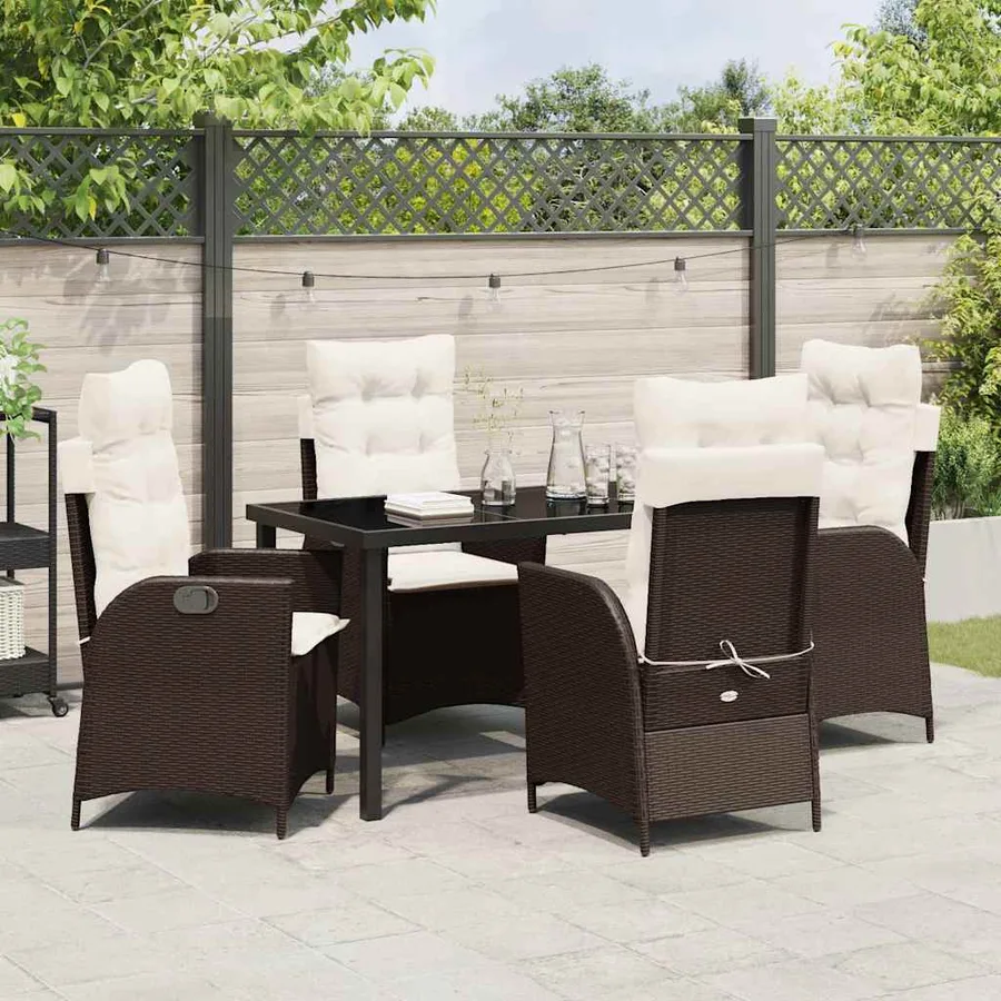 Ensemble de salle à manger pour jardin 5 pcs Marron polyrotin - 4