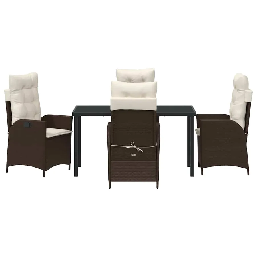 Ensemble de salle à manger pour jardin 5 pcs Marron polyrotin - 7