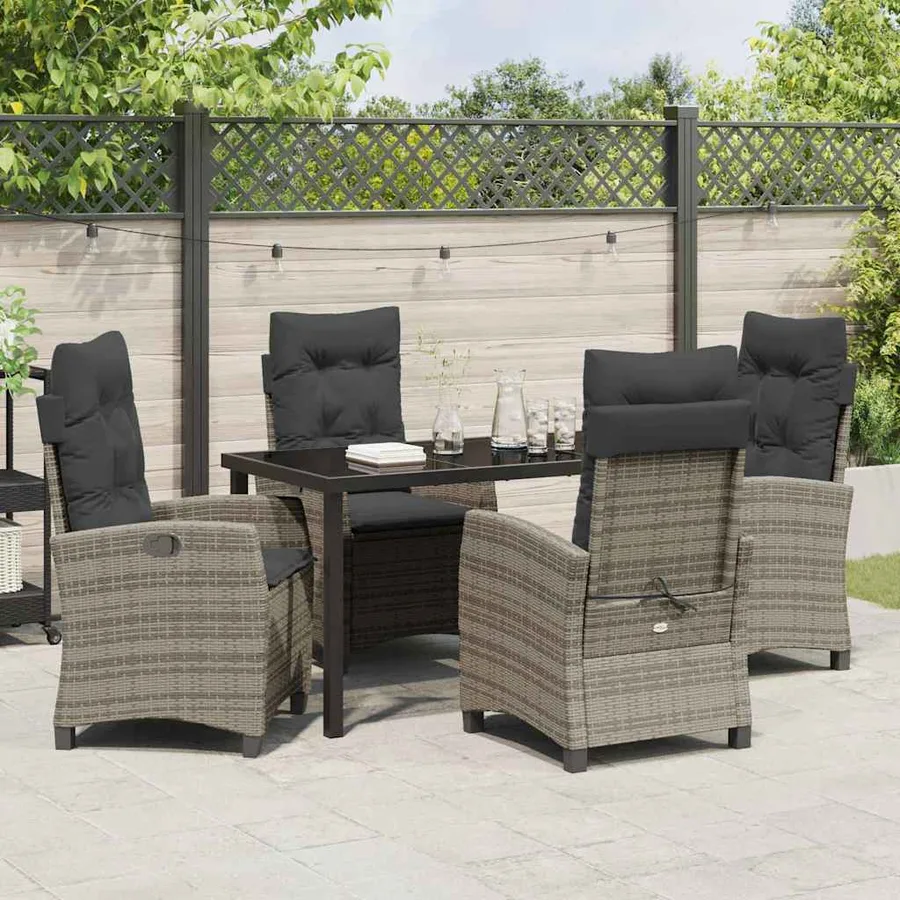 Ensemble de salle à manger pour jardin 5 pcs Gris polyrotin - 4