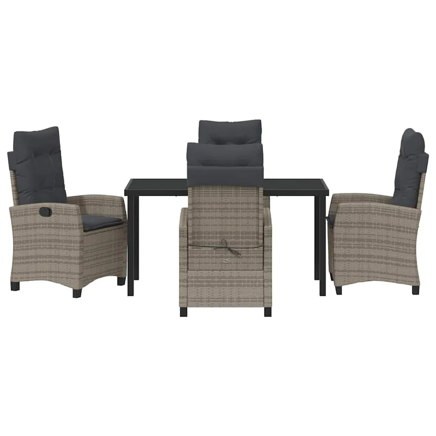 Ensemble de salle à manger pour jardin 5 pcs Gris polyrotin - 7