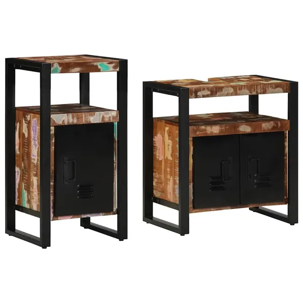 Ensemble de mobilier de salle de bain 2 pcs Bois massif recyclé