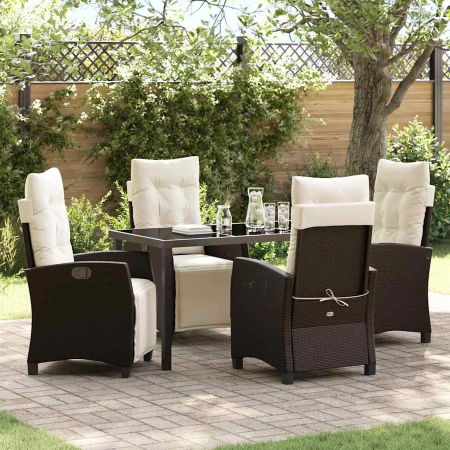 Ensemble de salle à manger pour jardin 5 pcs Marron polyrotin