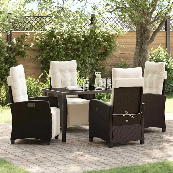 Ensemble de salle à manger pour jardin 5 pcs Marron polyrotin