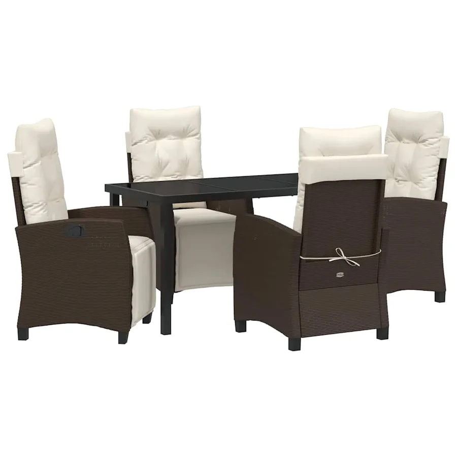Ensemble de salle à manger pour jardin 5 pcs Marron polyrotin - 2