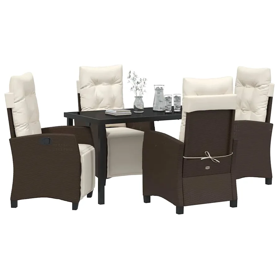 Ensemble de salle à manger pour jardin 5 pcs Marron polyrotin - 3