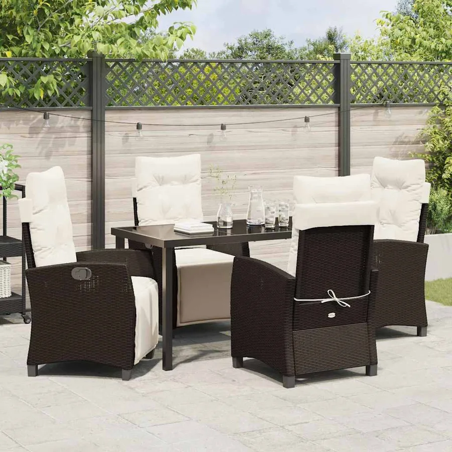 Ensemble de salle à manger pour jardin 5 pcs Marron polyrotin - 4