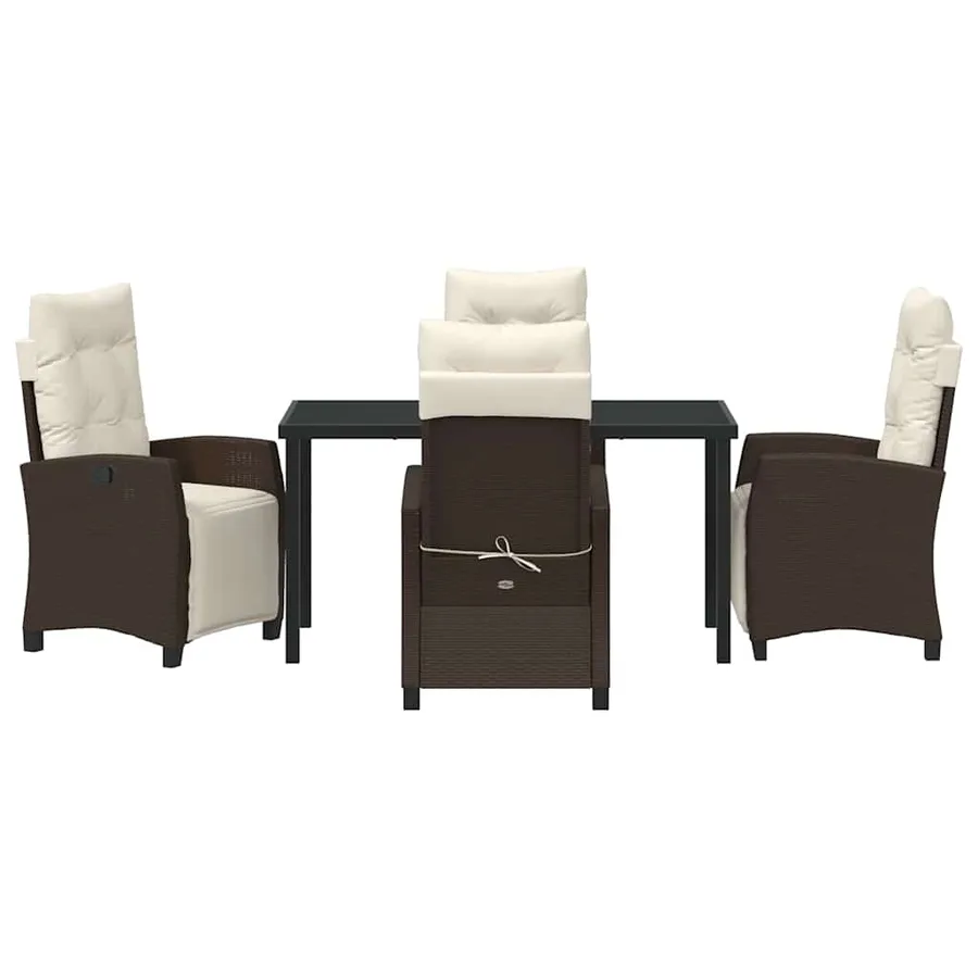 Ensemble de salle à manger pour jardin 5 pcs Marron polyrotin - 7
