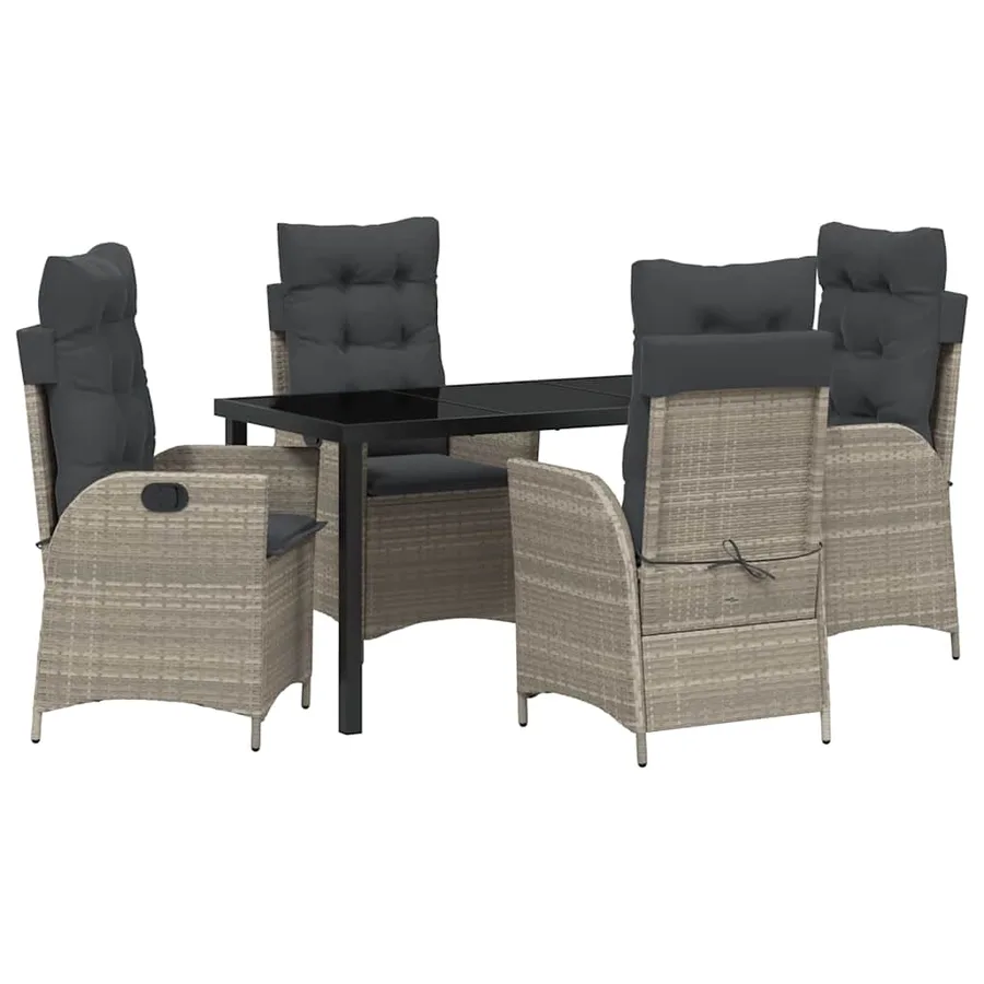 Ensemble de salle à manger pour jardin 5 pcs Gris clair - 2