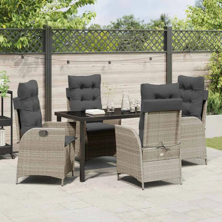 Ensemble de salle à manger pour jardin 5 pcs Gris clair - 4