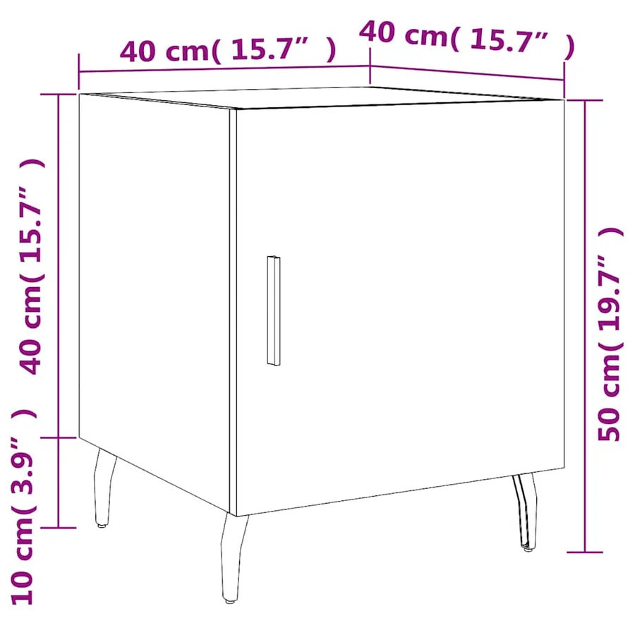 Table de chevet blanc 40x40x50 cm bois d’ingénierie - 13