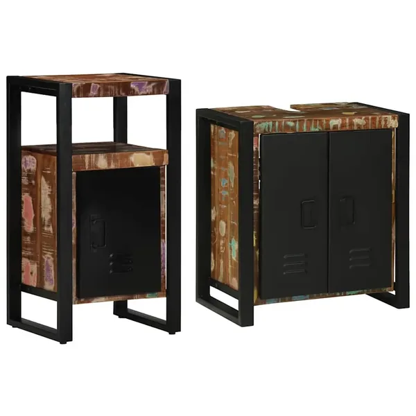 Ensemble de mobilier de salle de bain 2 pcs Bois Recyclé Solide