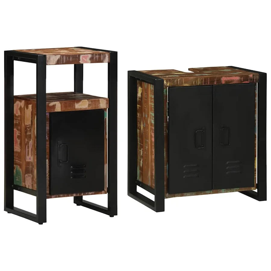 Ensemble de mobilier de salle de bain 2 pcs Bois Recyclé Solide - 2