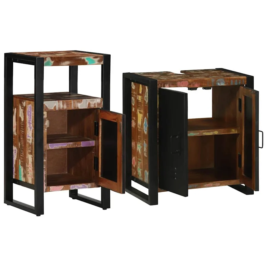 Ensemble de mobilier de salle de bain 2 pcs Bois Recyclé Solide - 3