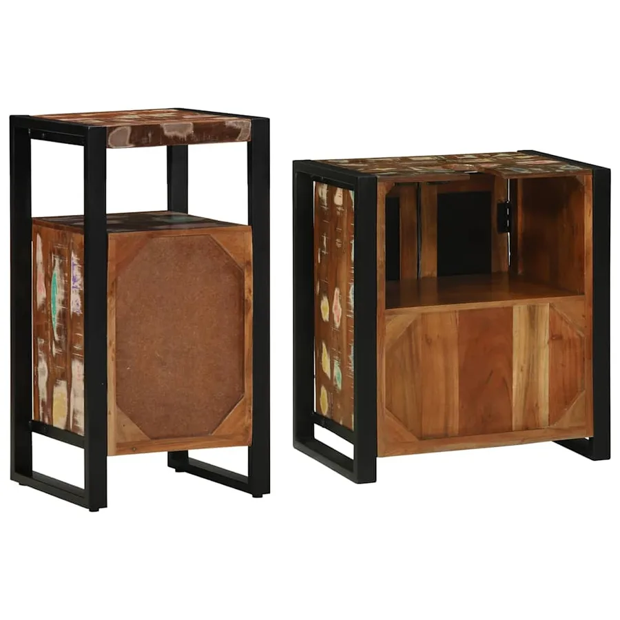 Ensemble de mobilier de salle de bain 2 pcs Bois Recyclé Solide - 7