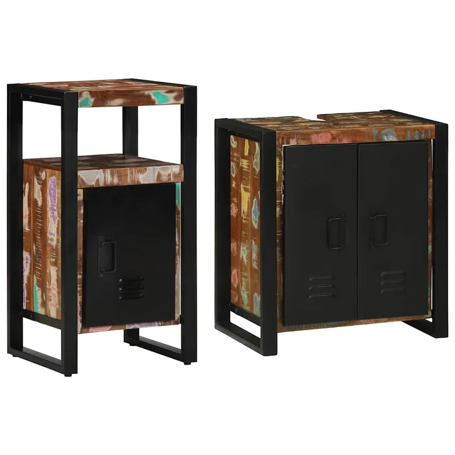 Ensemble de mobilier de salle de bain 2 pcs Bois Recyclé Solide - 8