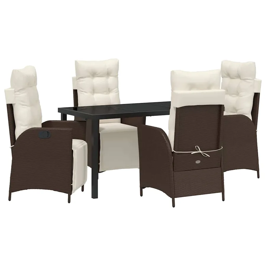 Ensemble de salle à manger pour jardin 5 pcs Marron polyrotin - 2