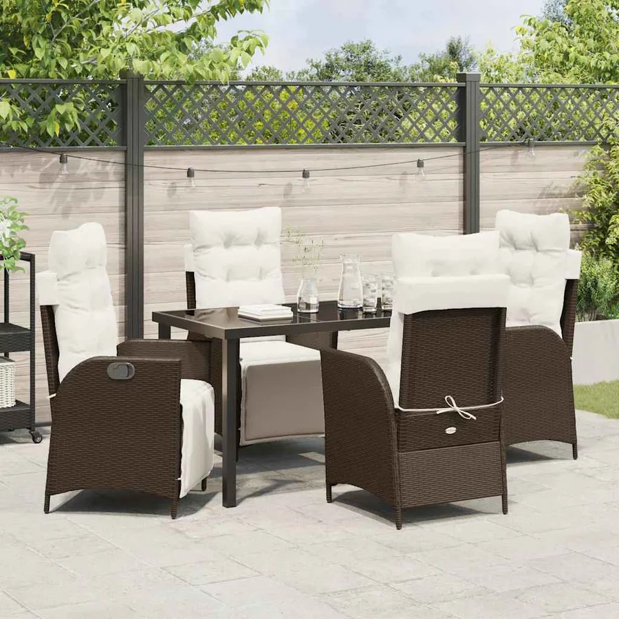 Ensemble de salle à manger pour jardin 5 pcs Marron polyrotin - 4
