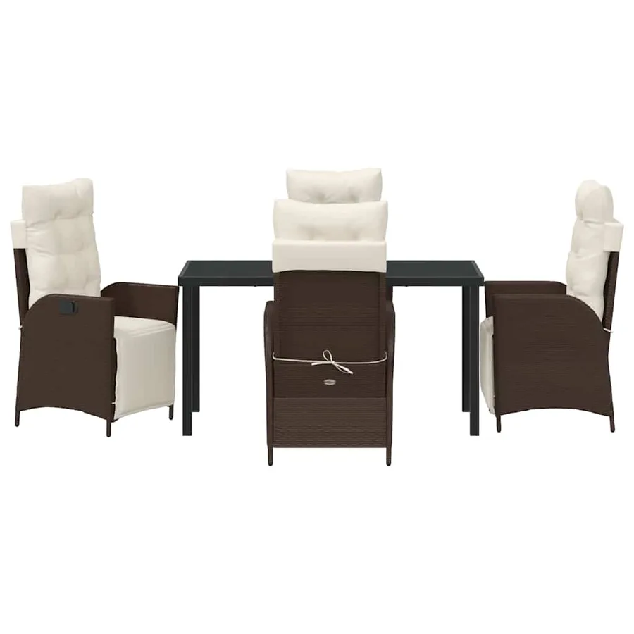 Ensemble de salle à manger pour jardin 5 pcs Marron polyrotin - 7