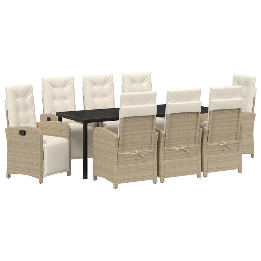 Ensemble de salle à manger pour jardin 9 pcs Beige polyrotin - 2