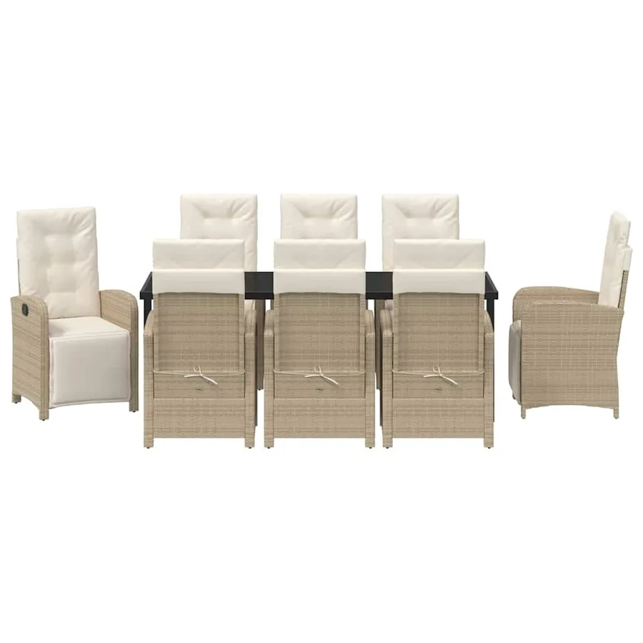 Ensemble de salle à manger pour jardin 9 pcs Beige polyrotin - 7