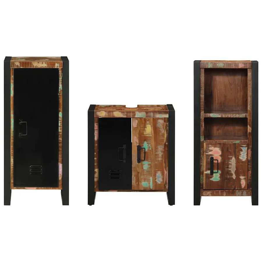 Ensemble de mobilier de salle de bain 3 pcs Bois Recyclé Solide - 7