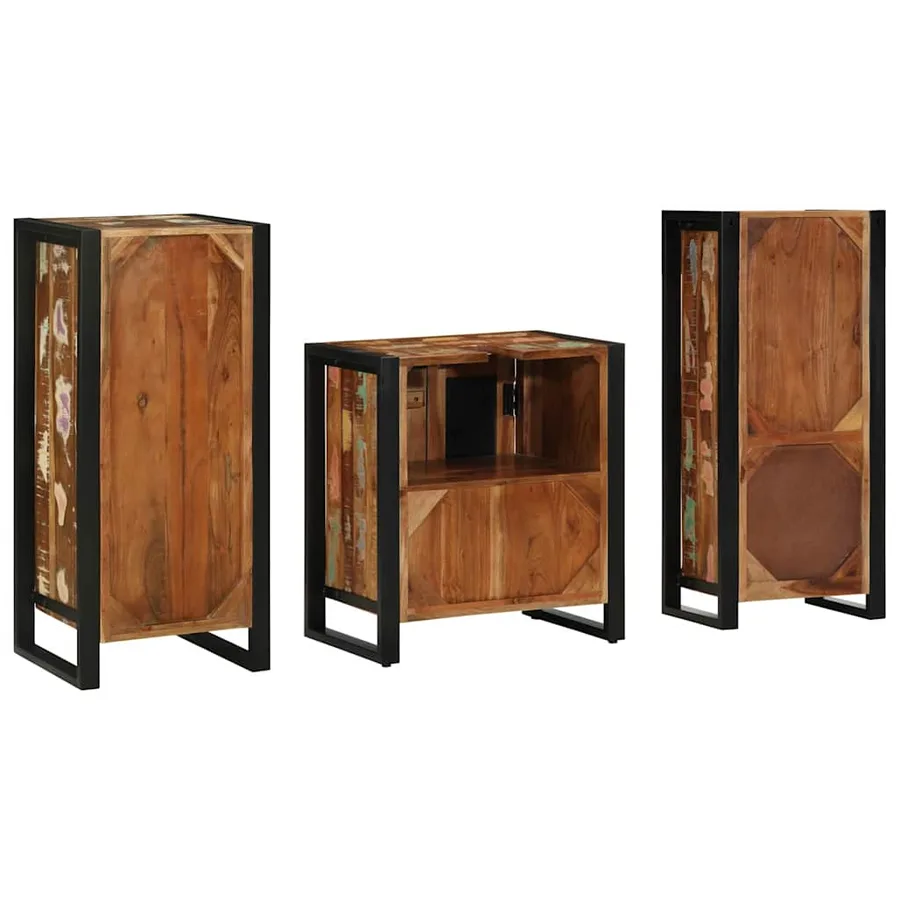 Ensemble de mobilier de salle de bain 3 pcs Bois Recyclé Solide - 8