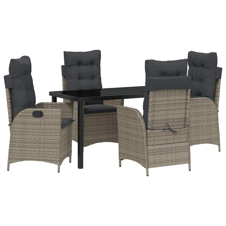Ensemble de salle à manger pour jardin 5 pcs Gris polyrotin - 2