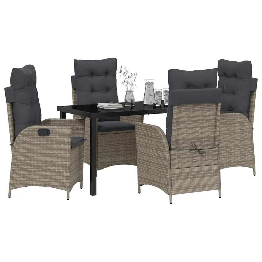 Ensemble de salle à manger pour jardin 5 pcs Gris polyrotin - 3