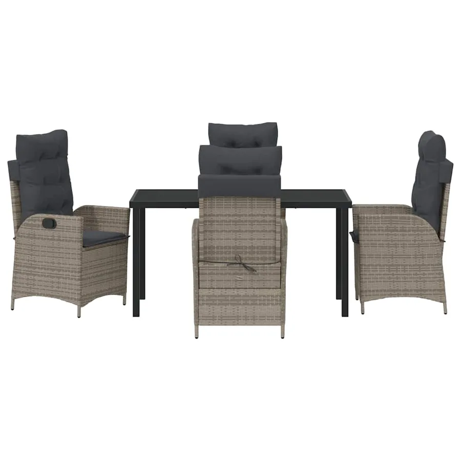 Ensemble de salle à manger pour jardin 5 pcs Gris polyrotin - 7