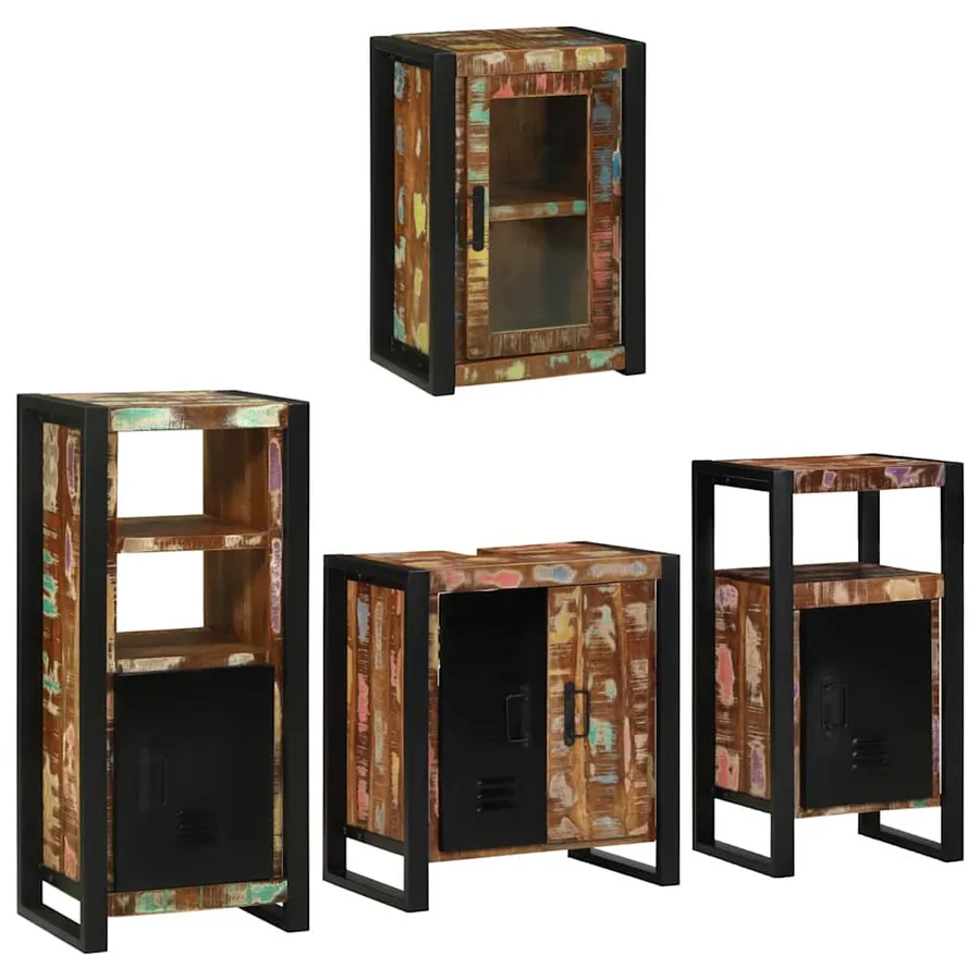 Ensemble de mobilier de salle de bain 4 pcs Bois massif recyclé - 2