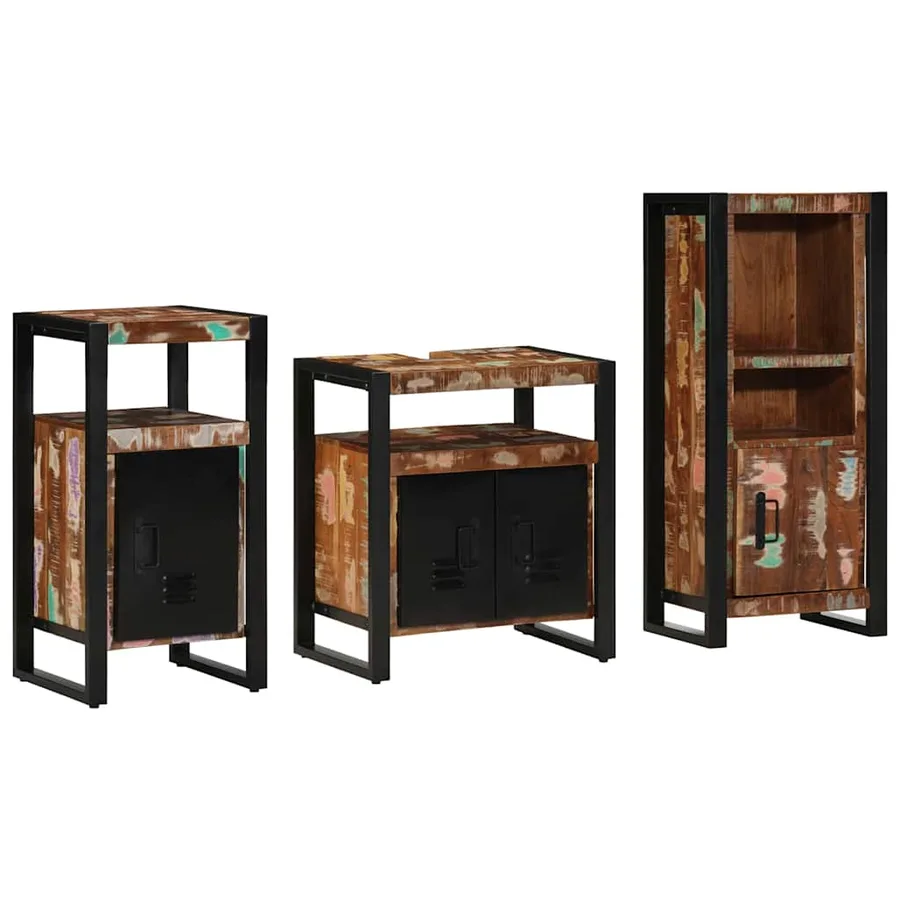 Ensemble de mobilier de salle de bain 3 pcs Bois Recyclé Solide - 10
