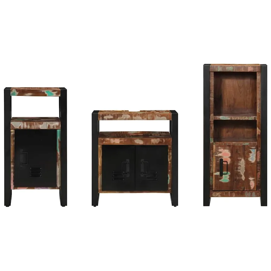 Ensemble de mobilier de salle de bain 3 pcs Bois Recyclé Solide - 8
