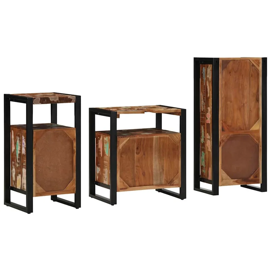 Ensemble de mobilier de salle de bain 3 pcs Bois Recyclé Solide - 9