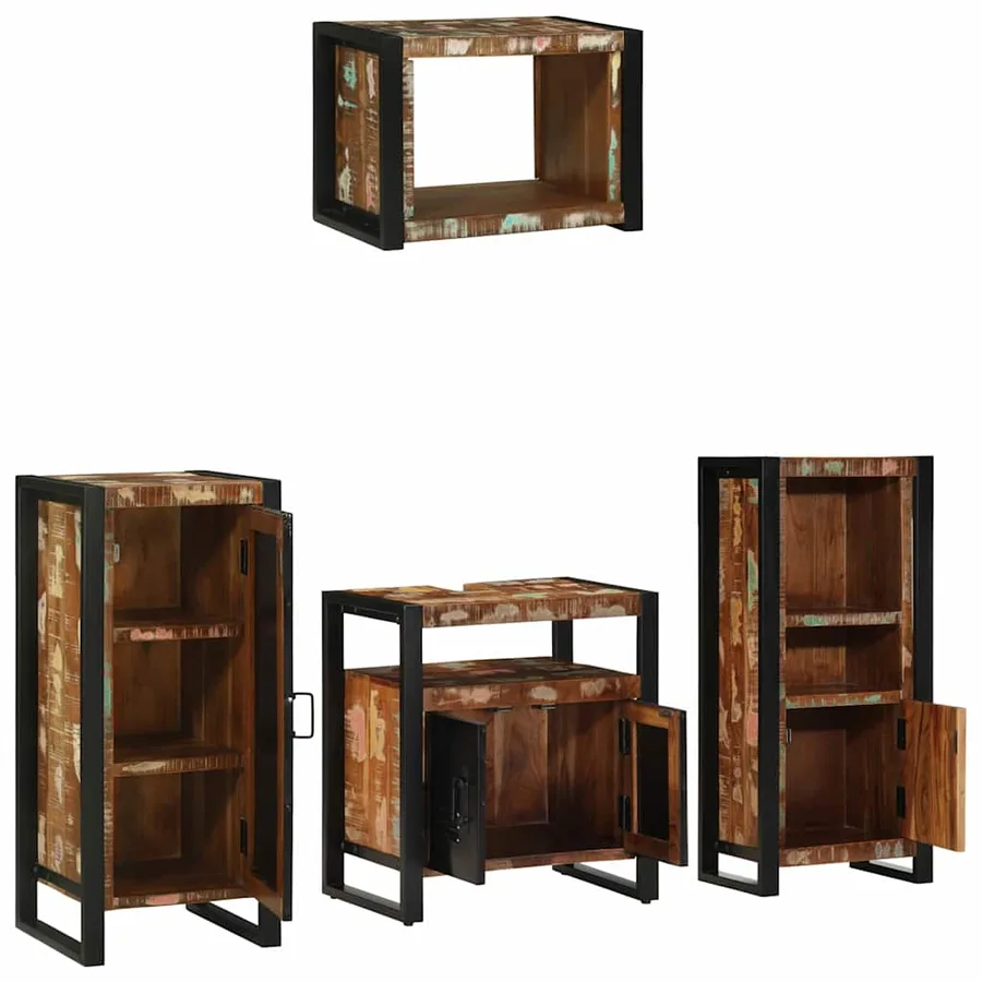 Ensemble de mobilier de salle de bain 4 pcs Bois Recyclé Solide - 3