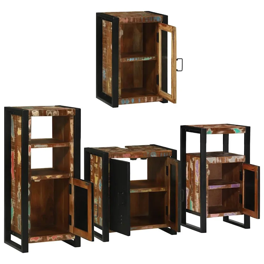 Ensemble de mobilier de salle de bain 4 pcs Bois massif recyclé - 4