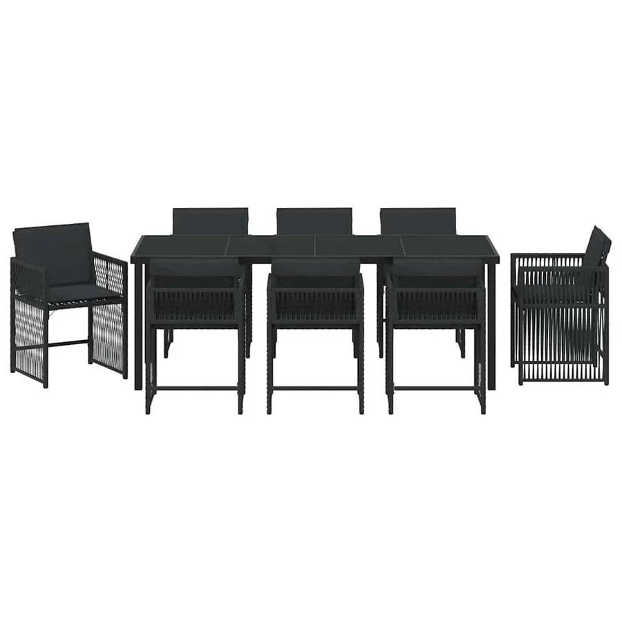 Ensemble de salle à manger pour jardin 9 pcs Noir polyrotin - 7