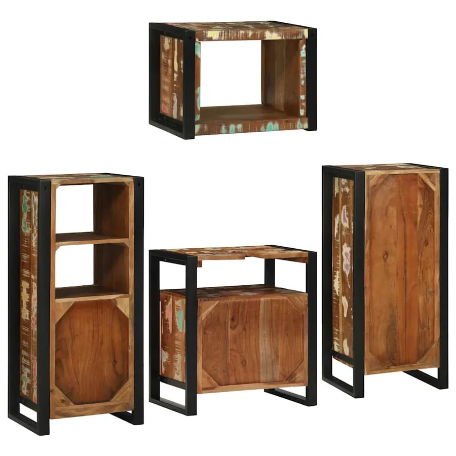 Ensemble de mobilier de salle de bain 4 pcs Bois massif recyclé - 10